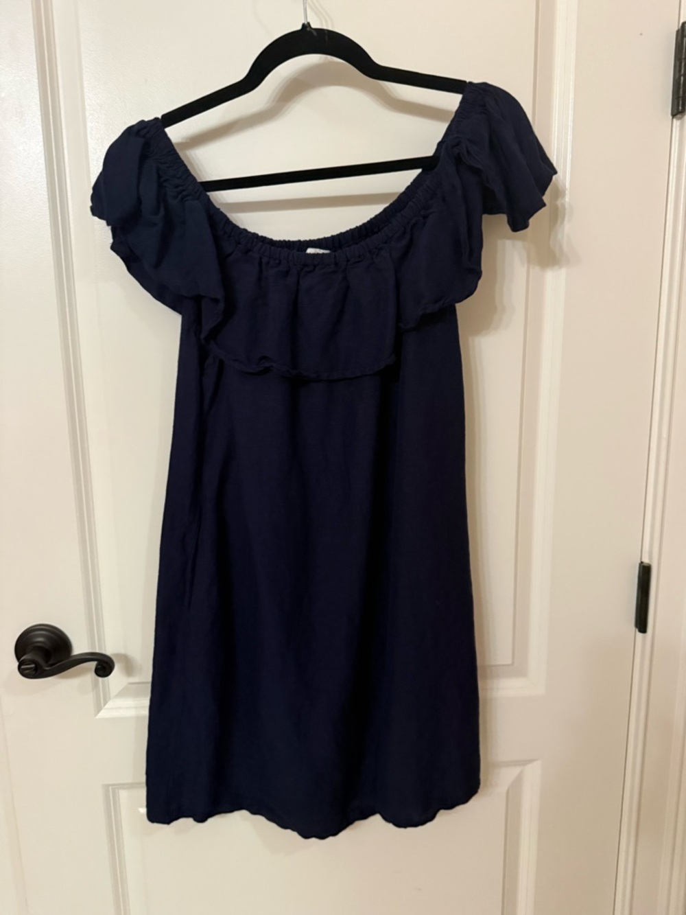 Tommy Bahama Navy Ruffle Dress.  L